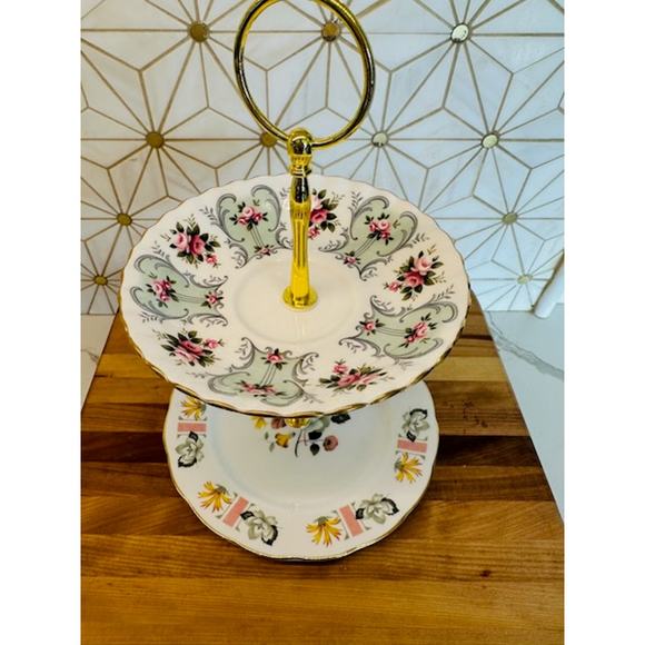 Two-Tier Jewelry Trinket Stand | Vintage China - Picture 5 of 6